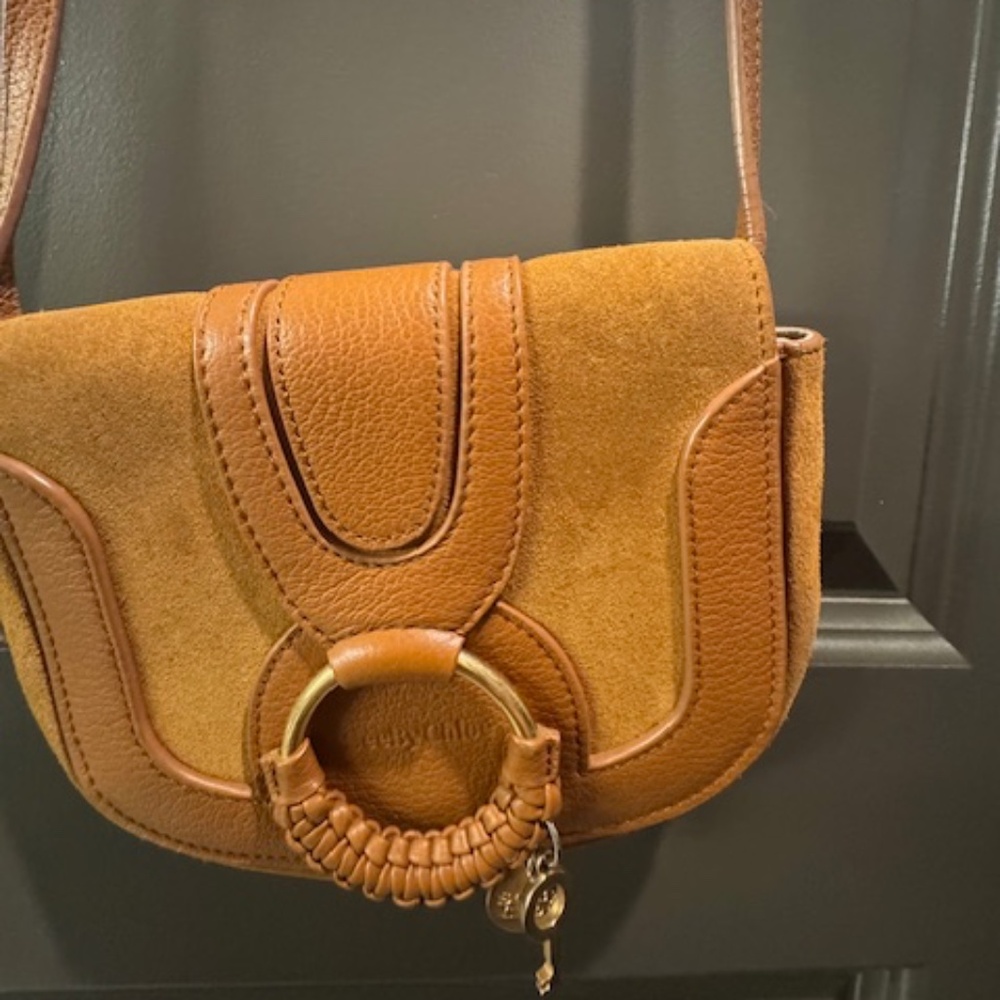 See by Chloé Hana Small Crossbody Bag – Tan Suede & Leather